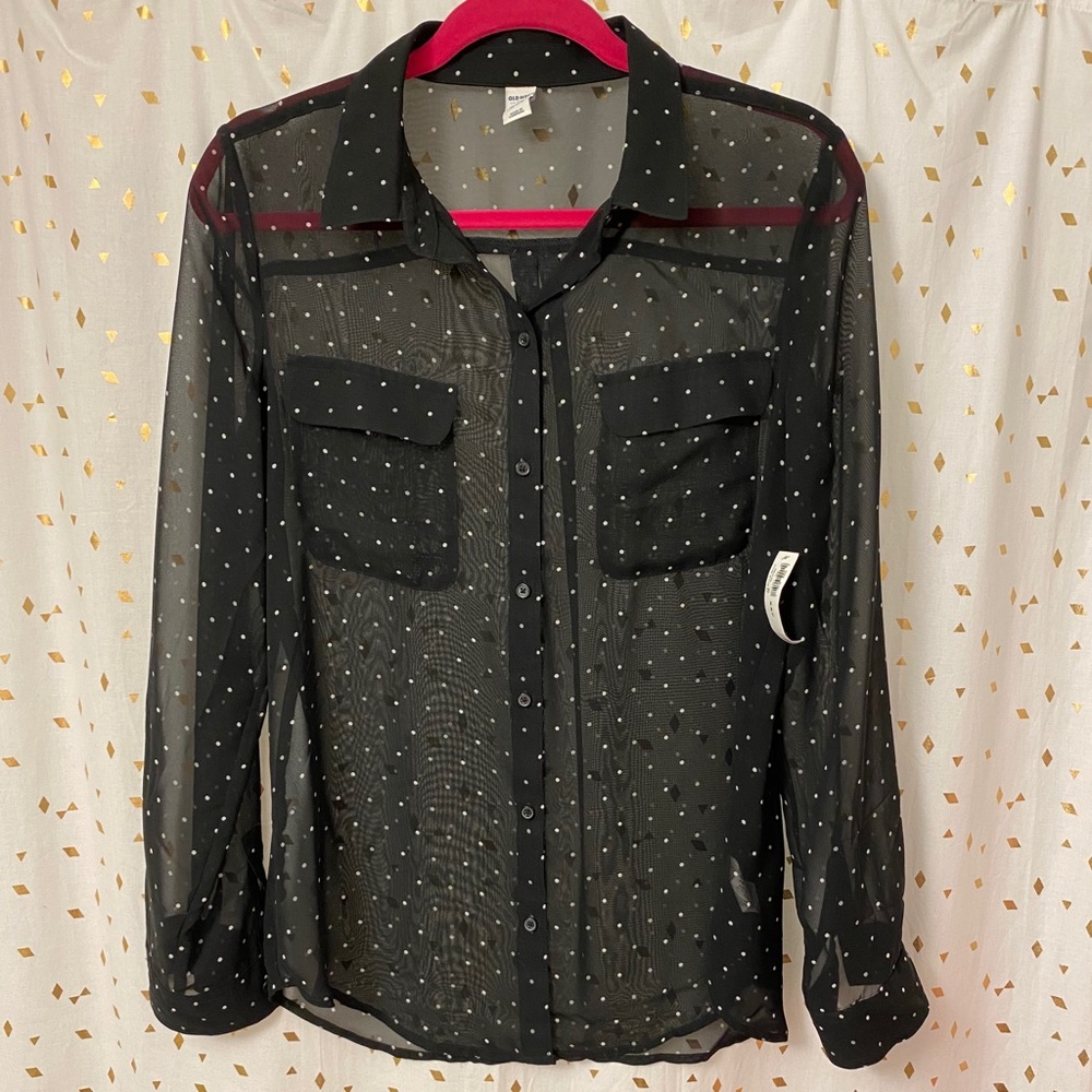 NEW WITH TAGS Old Navy Polka Dot Button Down Shirt